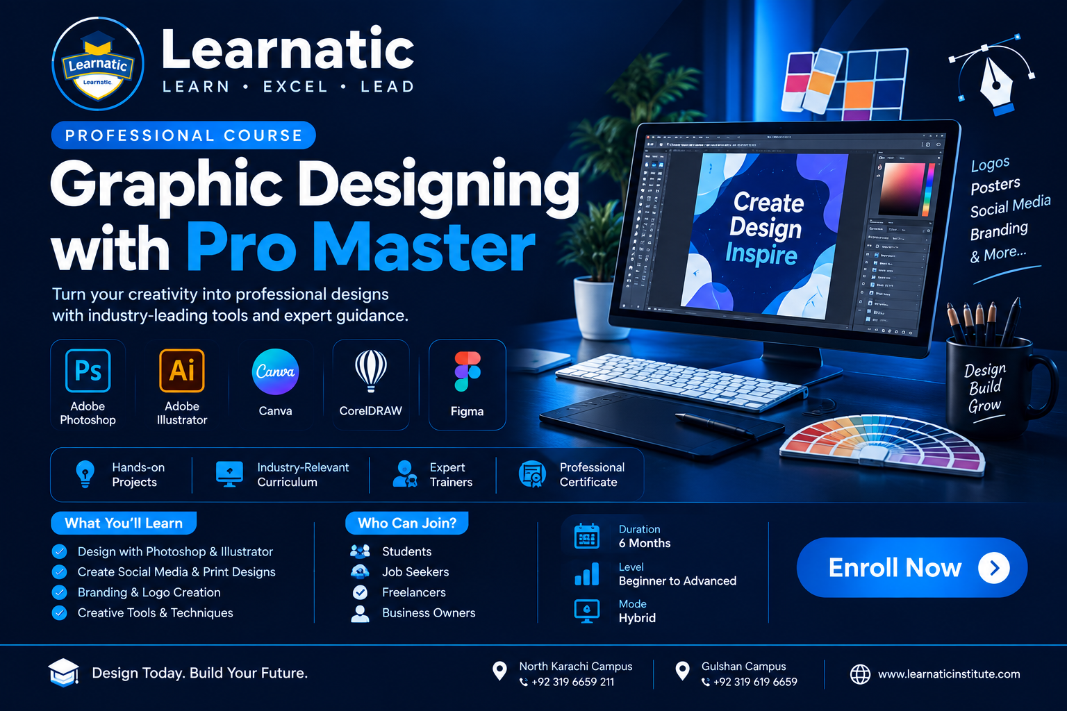 Graphic Designing with Pro Master course at Learnatic Karachi